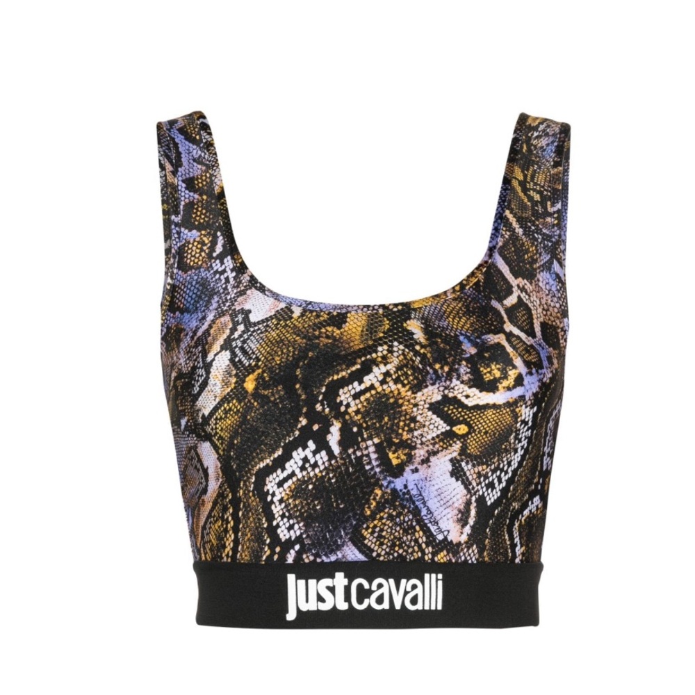 JUST CAVALLI SNAKE PRINT CROPPED TOP SPORTS BRA SIZE 40/S BNWT
